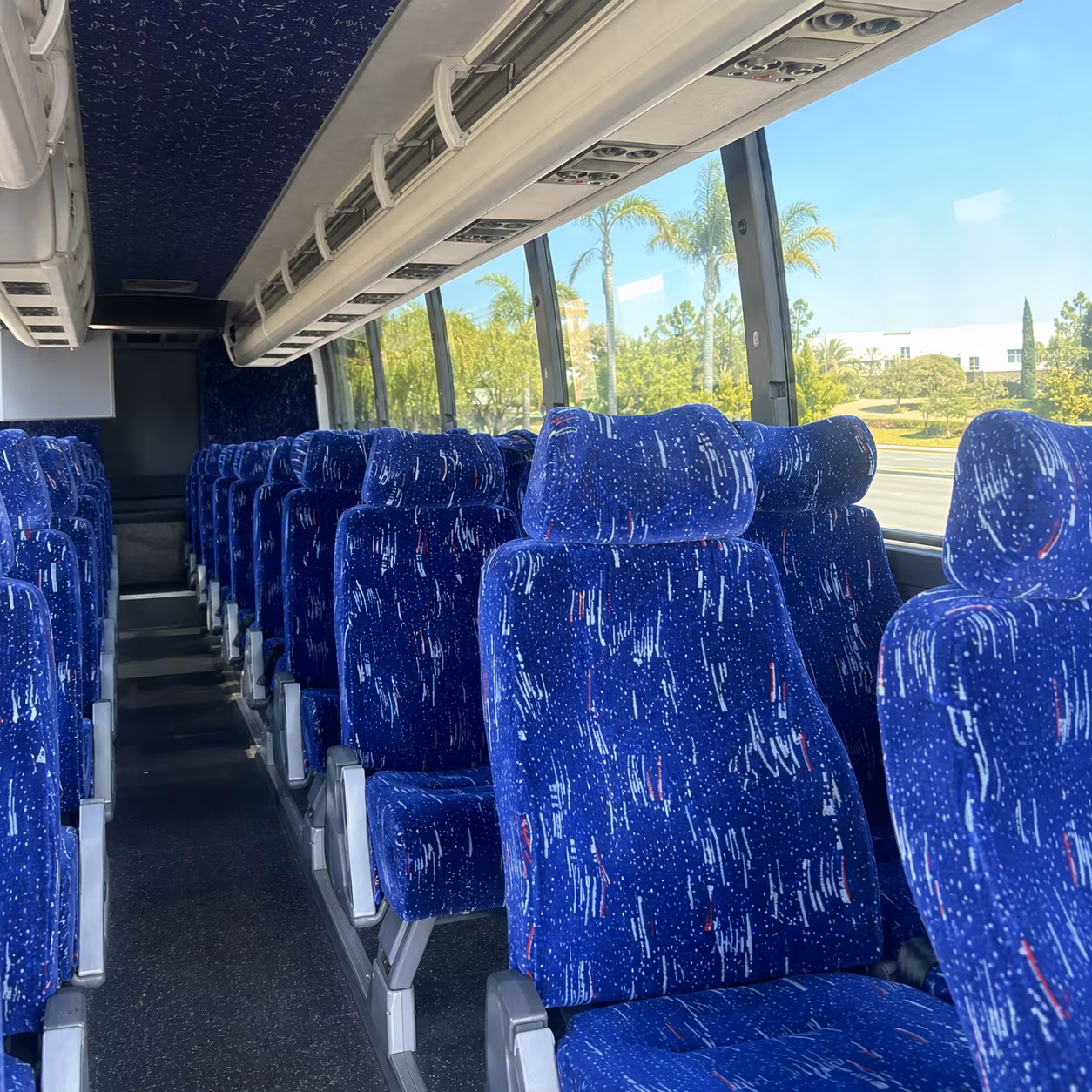 rochester charter bus rental interior